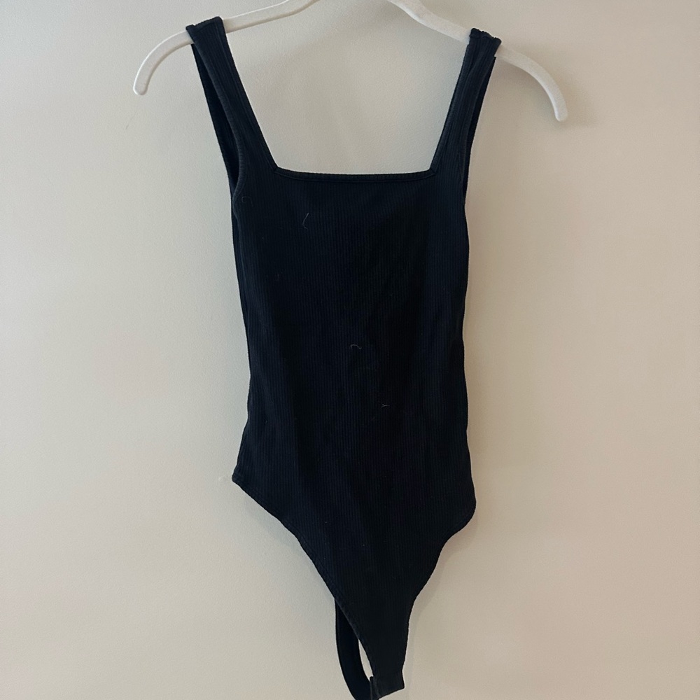 Top Shop Ribbed Square Neck Bodysuit